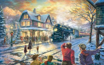 Thomas Kinkade Painting - Todos a bordo para Navidad Thomas Kinkade